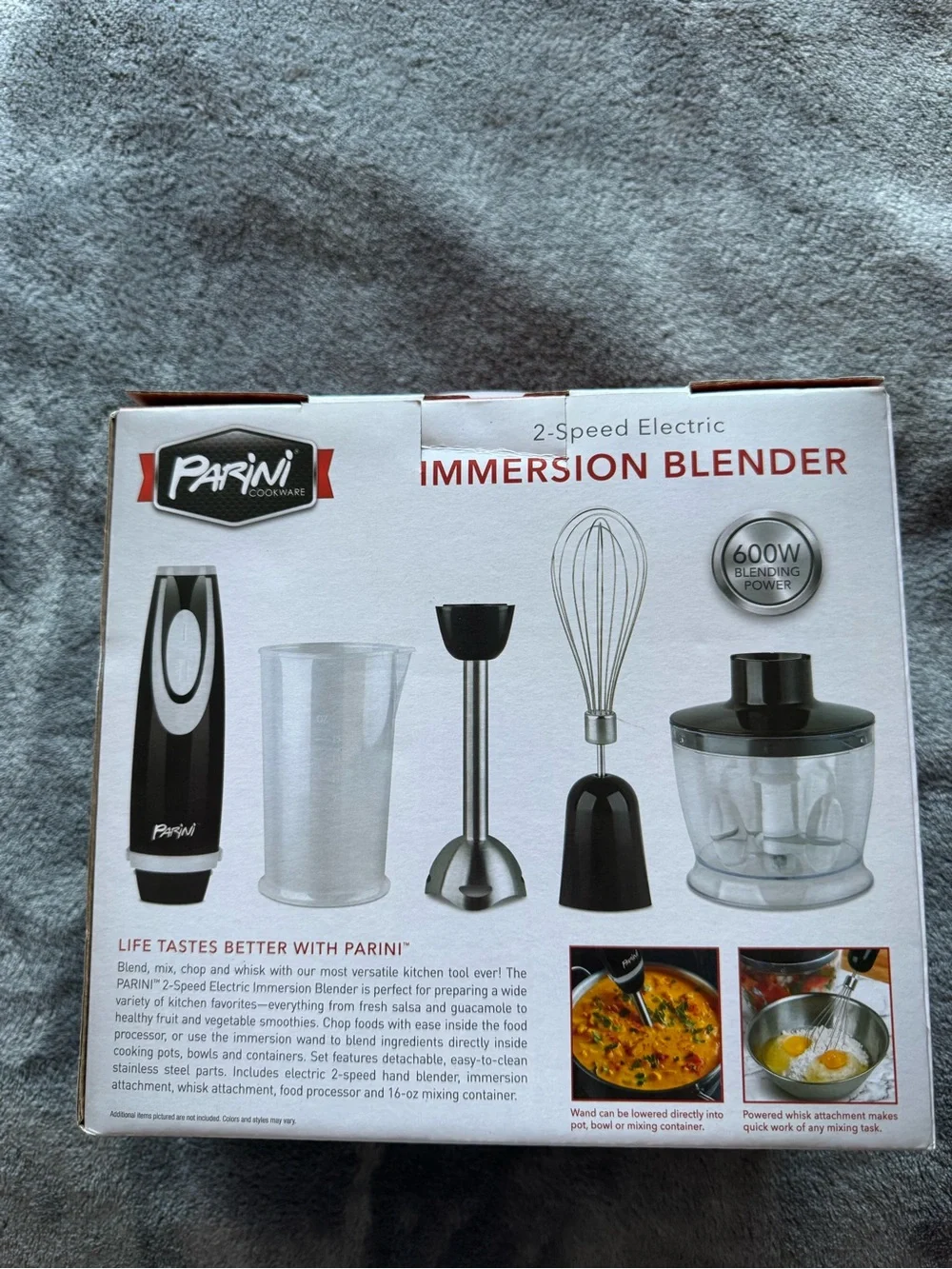 2 Speed Electric Immersion Blender - Black 600W Motor - NEW